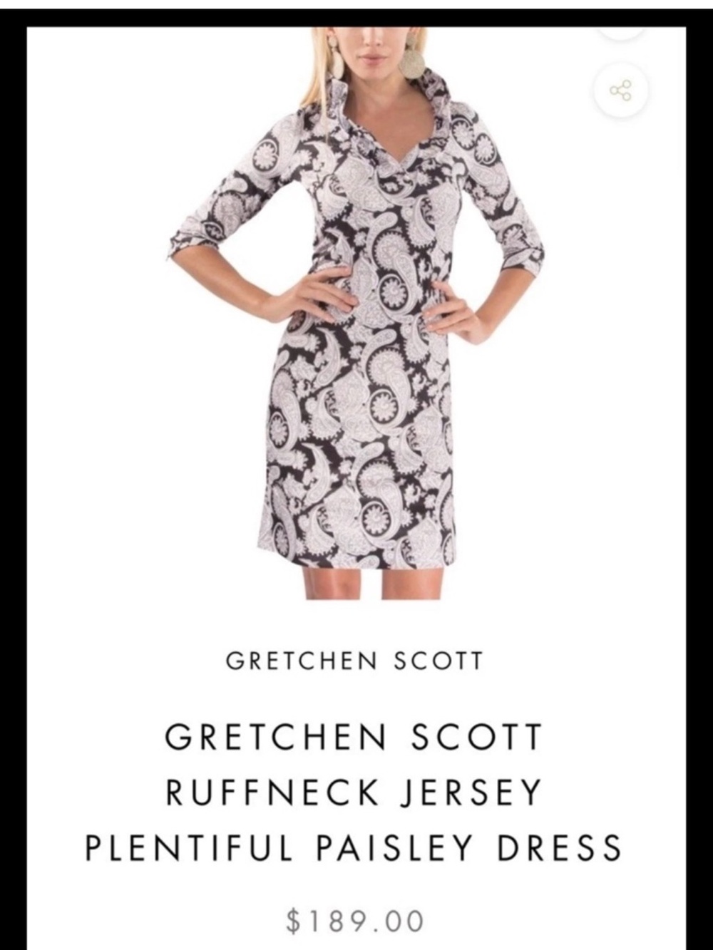 Gretchen Scott Women’s Ruffneck Jersey Plentiful Paisley Midi Dress Size Small - Picture 2 of 11